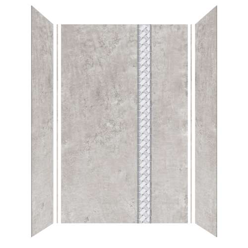 Samuel Mueller Trinity 60-in X 36-in X 96-in Shower Wall Kit with Weaver Grey Deco Strip, Matte Textured Concrete