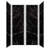 Trinity 60-in X 36-in X 96-in Shower Wall Kit with Weaver White Deco Strip, Bookmatched Glossy Black Carrara