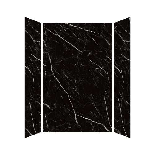 SMTWKECT603696-KI03H Trinity Eco 60-in x 36-in x 96-in Foldable 5-Piece Shower Wall Kit, Black Carrara (Honed)
