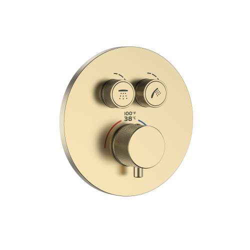 Samuel Müeller SMVAT2R-CB ArgoTherm Two Function Round Thermostatic Valve And Trim With Push Buttons, Champagne Bronze