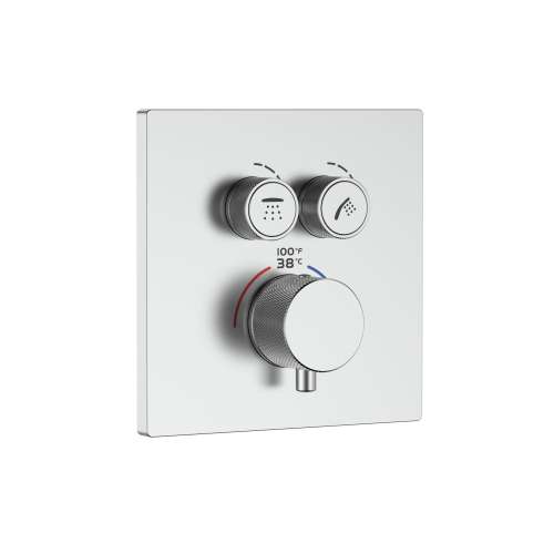 Samuel Müeller SMVAT2S-BN ArgoTherm Two Function Square Thermostatic Valve And Trim With Push Buttons, Brushed Nickel