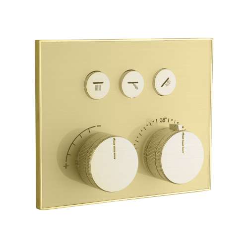 Samuel Müeller SMVAT3S-CB ArgoTherm Three Function Square Thermostatic Valve And Trim With Push Buttons, Champagne Bronze