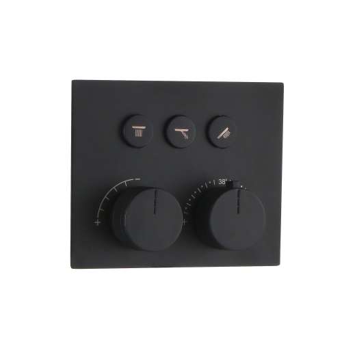 Samuel Müeller SMVAT3S-MB ArgoTherm Three Function Square Thermostatic Valve And Trim With Push Buttons, Matte Black