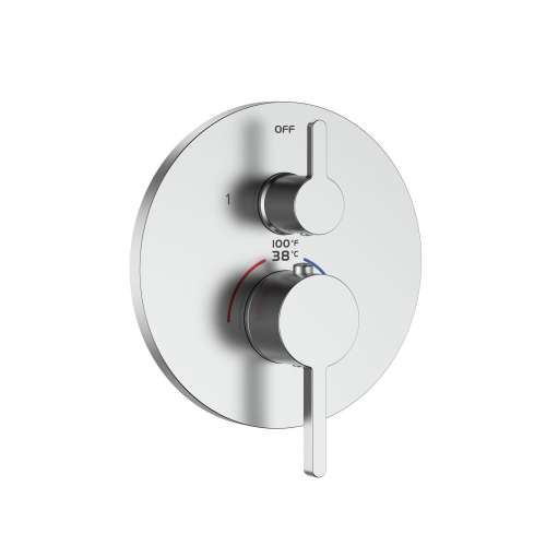 Samuel Müeller SMVFS2R-BN FlowStat Two Function Round ADA Thermostatic Valve And Trim, Brushed Nickel