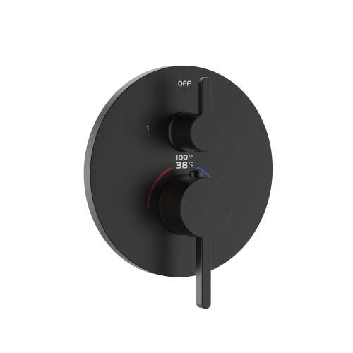 Samuel Müeller SMVFS2R-MB FlowStat Two Function Round ADA Thermostatic Valve And Trim, Matte Black