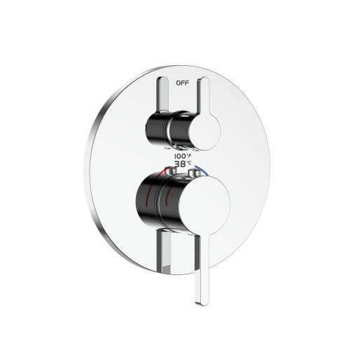 Samuel Müeller SMVFS2R-PC FlowStat Two Function Round ADA Thermostatic Valve And Trim, Polished Chrome