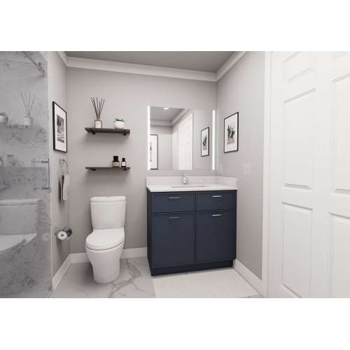 Framington 36-in x 21-in x 33-in Assembled Slim Shaker Double Door Double Drawer Front ADA Vanity Sink Base Cabinet, Navy Blue, SMVS36-ADA-ASM-FR02-NB