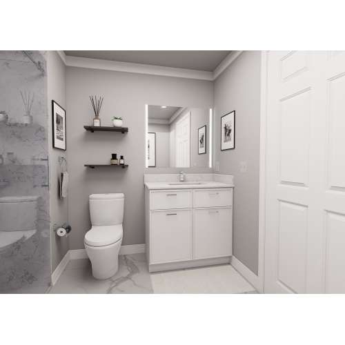 SMVS36-ADA-ASM-FR02-WH Framington 36-in x 21-in x 33-in Assembled Latitude Double Door Double Drawer Front ADA Vanity Sink Base Cabinet, White