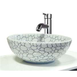 Malden 17-in x 17-in x 6-in Fireclay Round Vessel Sink, White/Dark Green, SMVSL047