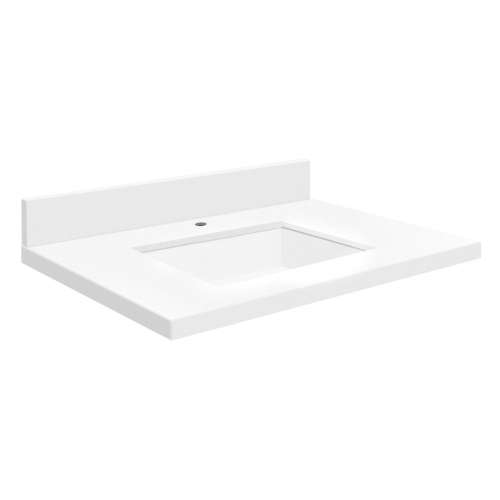 SMVTQU2522-1-C01 25-in x 22-in Vanity Top with Single Faucet Hole, Mia White