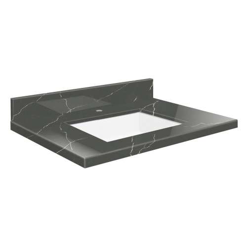 SMVTQU2522-1-M20 25-in x 22-in Vanity Top with Single Faucet Hole, Marble Grey