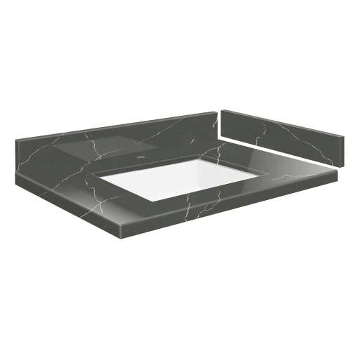 SMVT31-36.75x22-1KU-M20 Mini Custom Quartz 31-36.75-in x 22-in Vanity Top with Vail Bowl, Marble Grey