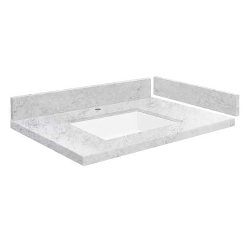 SMVT31-36.75x22-1KU-M50 Mini Custom Quartz 31-36.75-in x 22-in Vanity Top with Vail Bowl, Misty Grey