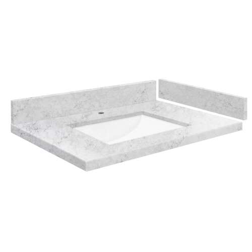 SMVT31-36.75x22-1RU-M50 Mini Custom Quartz 31-36.75-in x 22-in Vanity Top with Hensley Bowl, Misty Grey