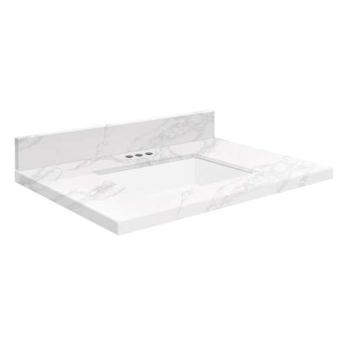 SMVTQU2522-4-M10 25-in x 22-in Vanity Top with 4-in Centerset Faucet Hole, White Carrara
