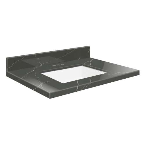 SMVTQU2522-4-M20 25-in x 22-in Vanity Top with 4-in Centerset Faucet Hole, Marble Grey
