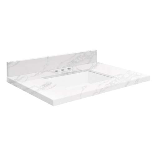 SMVTQU2522-8-M10 25-in x 22-in Vanity Top with 8-in Widespread Faucet Hole, White Carrara