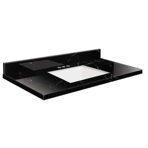 SMVTQU3122-4-M30 31-in x 22-in Vanity Top with 4-in Centerset Faucet Hole, Black Carrara