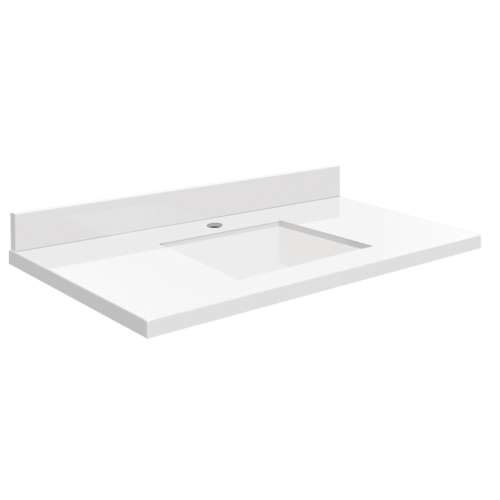 SMVTQU3722-1-C01 37-in x 22-in Vanity Top with Single Faucet Hole, Mia White
