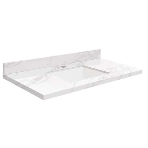 SMVTQU3722-1-M10 37-in x 22-in Vanity Top with Single Faucet Hole, White Carrara