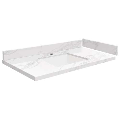SMVT43-48.75x22-1KU-M10 Mini Custom Quartz 43-48.75-in x 22-in Vanity Top with Vail Bowl, White Carrara