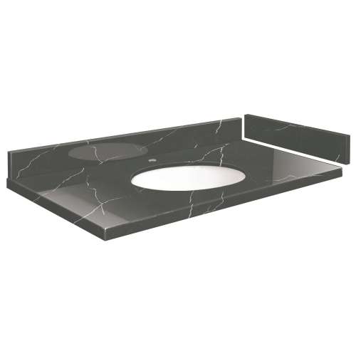 SMVT37-42.75x22-1MU-M20 Mini Custom Quartz 37-42.75-in x 22-in Vanity Top with Millwood Bowl, Marble Grey