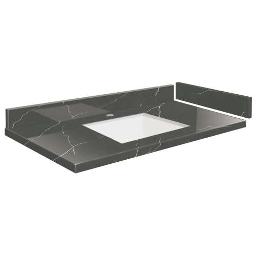 SMVT43-48.75x22-1KU-M20 Mini Custom Quartz 43-48.75-in x 22-in Vanity Top with Vail Bowl, Marble Grey