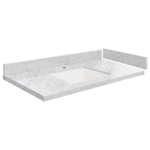 SMVT37-42.75x22-1KU-M50 Mini Custom Quartz 37-42.75-in x 22-in Vanity Top with Vail Bowl, Misty Grey
