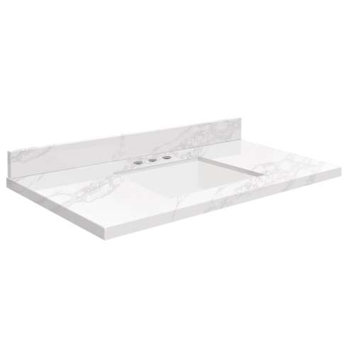 SMVTQU3722-8-M10 37-in x 22-in Vanity Top with 8-in Widespread Faucet Hole, White Carrara