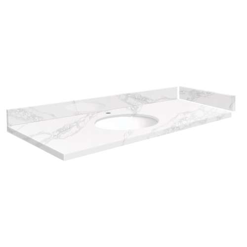 SMVT49-60.75x22-1MU-M10 Mini Custom Quartz 49-60.75-in x 22-in Vanity Top with Millwood Bowl, White Carrara