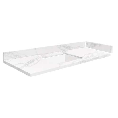 SMVT49-60.75x22-1KU-M10 Mini Custom Quartz 49-60.75-in x 22-in Vanity Top with Vail Bowl, White Carrara