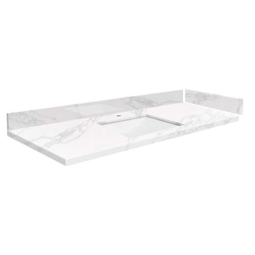 SMVT49-60.75x22-1RU-M10 Mini Custom Quartz 49-60.75-in x 22-in Vanity Top with Hensley Bowl, White Carrara