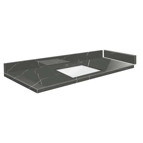 SMVT49-60.75x22-1RU-M20 Mini Custom Quartz 49-60.75-in x 22-in Vanity Top with Hensley Bowl, Marble Grey