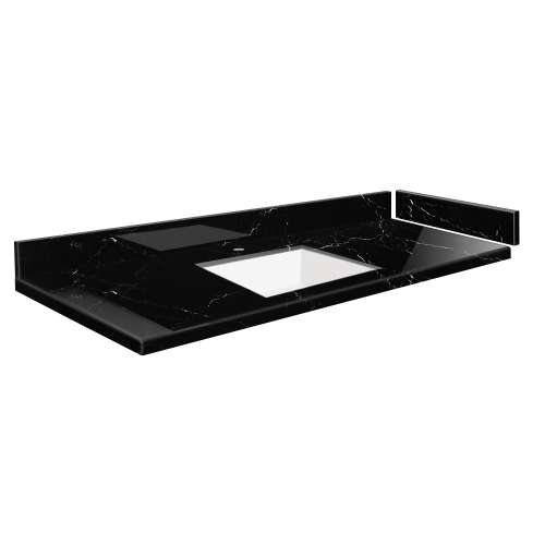 SMVT49-60.75x22-1KU-M30 Mini Custom Quartz 49-60.75-in x 22-in Vanity Top with Vail Bowl, Black Carrara