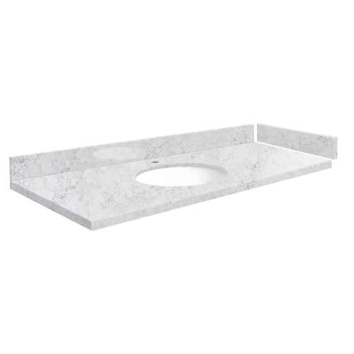 SMVT49-60.75x22-1MU-M50 Mini Custom Quartz 49-60.75-in x 22-in Vanity Top with Millwood Bowl, Misty Grey