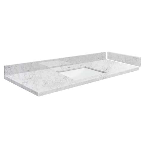 SMVT49-60.75x22-1RU-M50 Mini Custom Quartz 49-60.75-in x 22-in Vanity Top with Hensley Bowl, Misty Grey