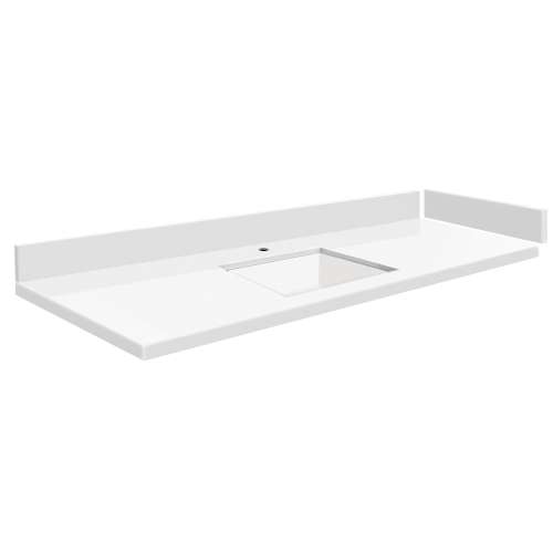 SMVT61-72.75x22-1KU-C01 Mini Custom Quartz 61-72.75-in x 22-in Vanity Top with Vail Bowl, Mia White