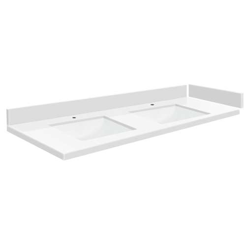 SMVT73-84.75x22-2RU-C01 Mini Custom Quartz 73-84.75-in x 22-in Vanity Top with Hensley Double Bowls, Mia White