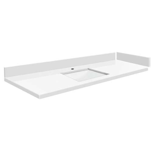 SMVT61-72.75x22-1RU-C01 Mini Custom Quartz 61-72.75-in x 22-in Vanity Top with Hensley Bowl, Mia White