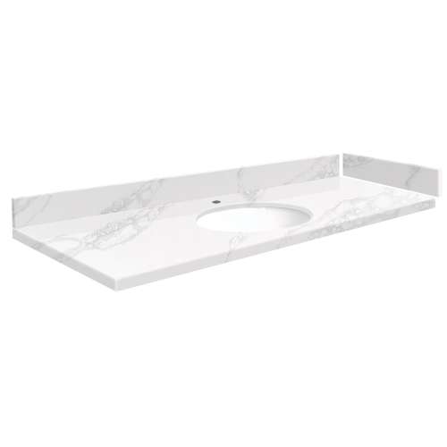 SMVT61-72.75x22-1MU-M10 Mini Custom Quartz 61-72.75-in x 22-in Vanity Top with Millwood Bowl, White Carrara