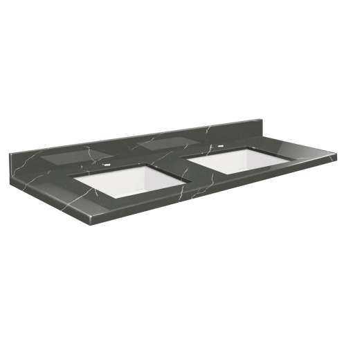 SMVTQU6122D-1-M20 61-in x 22-in Vanity Top with Single Faucet Hole, Marble Grey