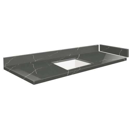 SMVT61-72.75x22-1KU-M20 Mini Custom Quartz 61-72.75-in x 22-in Vanity Top with Vail Bowl, Marble Grey