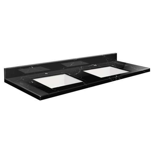 SMVTQU6122D-1-M30 61-in x 22-in Vanity Top with Single Faucet Hole, Black Carrara