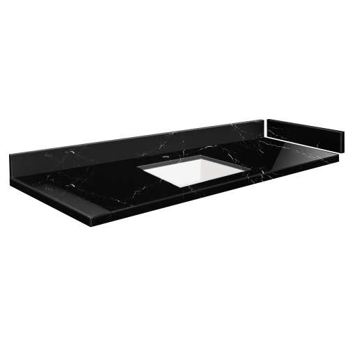 SMVT61-72.75x22-1KU-M30 Mini Custom Quartz 61-72.75-in x 22-in Vanity Top with Vail Bowl, Black Carrara