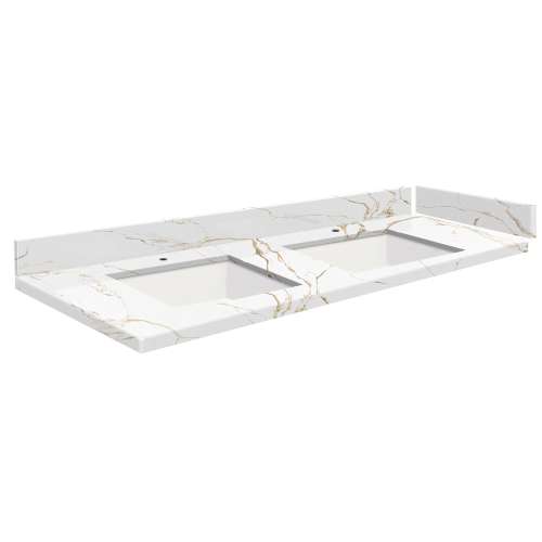 SMVT61-72.75x22-2KU-M40 Mini Custom Quartz 61-72.75-in x 22-in Vanity Top with Vail Double Bowls, Awaken Gold