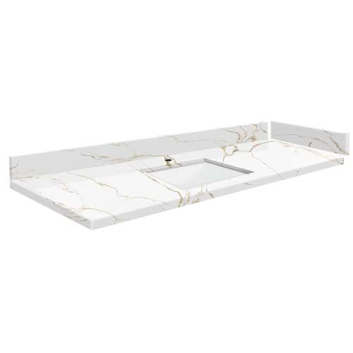 SMVT61-72.75x22-1RU-M40 Mini Custom Quartz 61-72.75-in x 22-in Vanity Top with Hensley Bowl, Awaken Gold