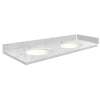 SMVT49-60.75x22-2MU-M50 Mini Custom Quartz 49-60.75-in x 22-in Vanity Top with Millwood Double Bowls, Misty Grey