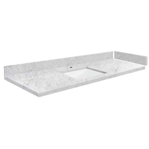 SMVT61-72.75x22-1RU-M50 Mini Custom Quartz 61-72.75-in x 22-in Vanity Top with Hensley Bowl, Misty Grey