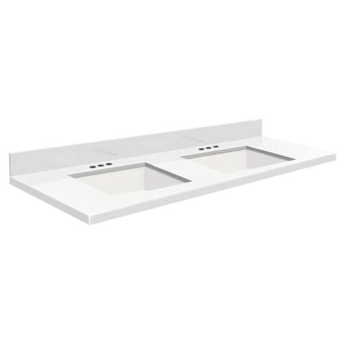 SMVTQU6122D-4-C01 61-in x 22-in Vanity Top with 4-in Centerset Faucet Hole, Mia White