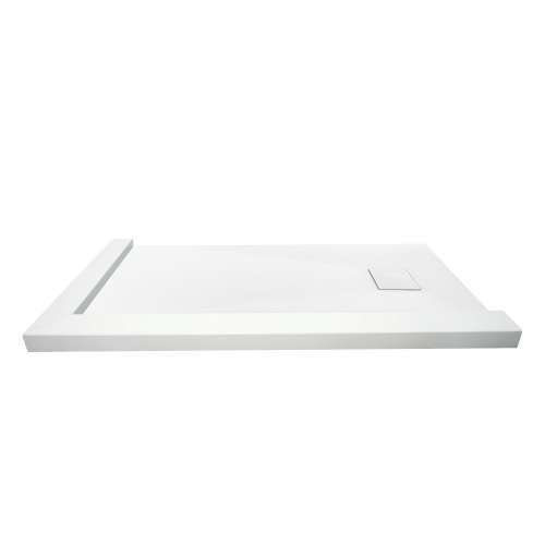 Samuel Mueller SMFZSDT6032-31 Trimslate 60-In X 32-In Shower Base With Adjustable Double Threshold And End Drain, White